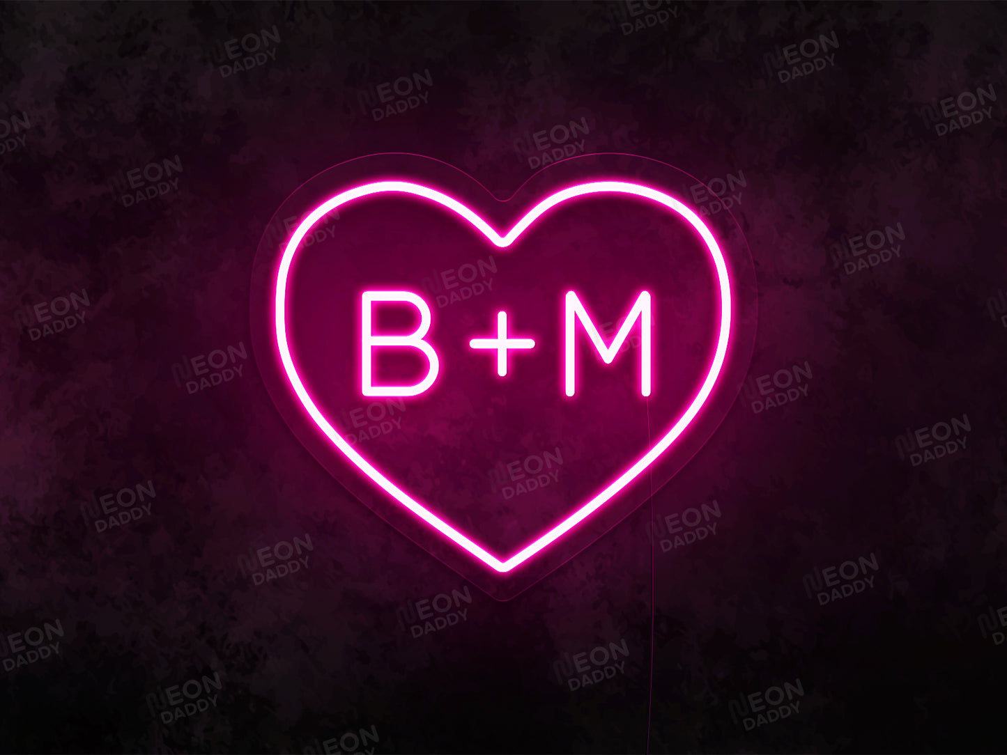 Personalised Initials Love Heart Neon Sign