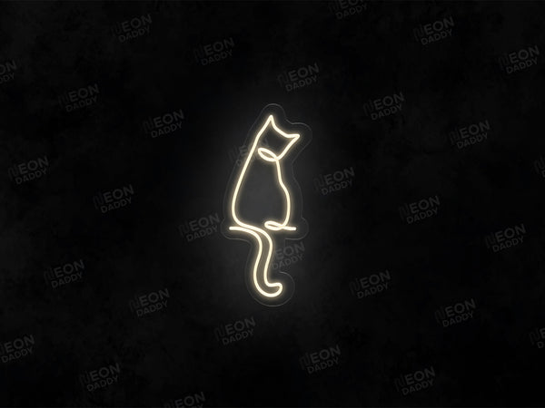 Line Art Cat Neon Sign - Neon Daddy