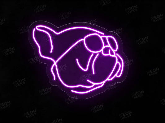 'French Bulldog with Sunglasses' Neon Sign
