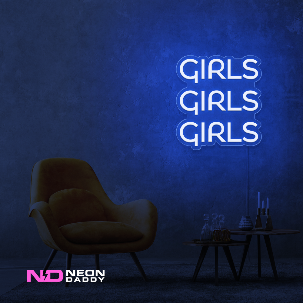 Color: Blue Girls Girls Girls LED Neon Sign