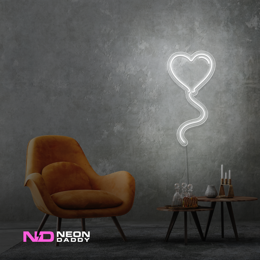 Color: White 'Love Balloon' - LED Neon Sign - Affordable Neon Signs