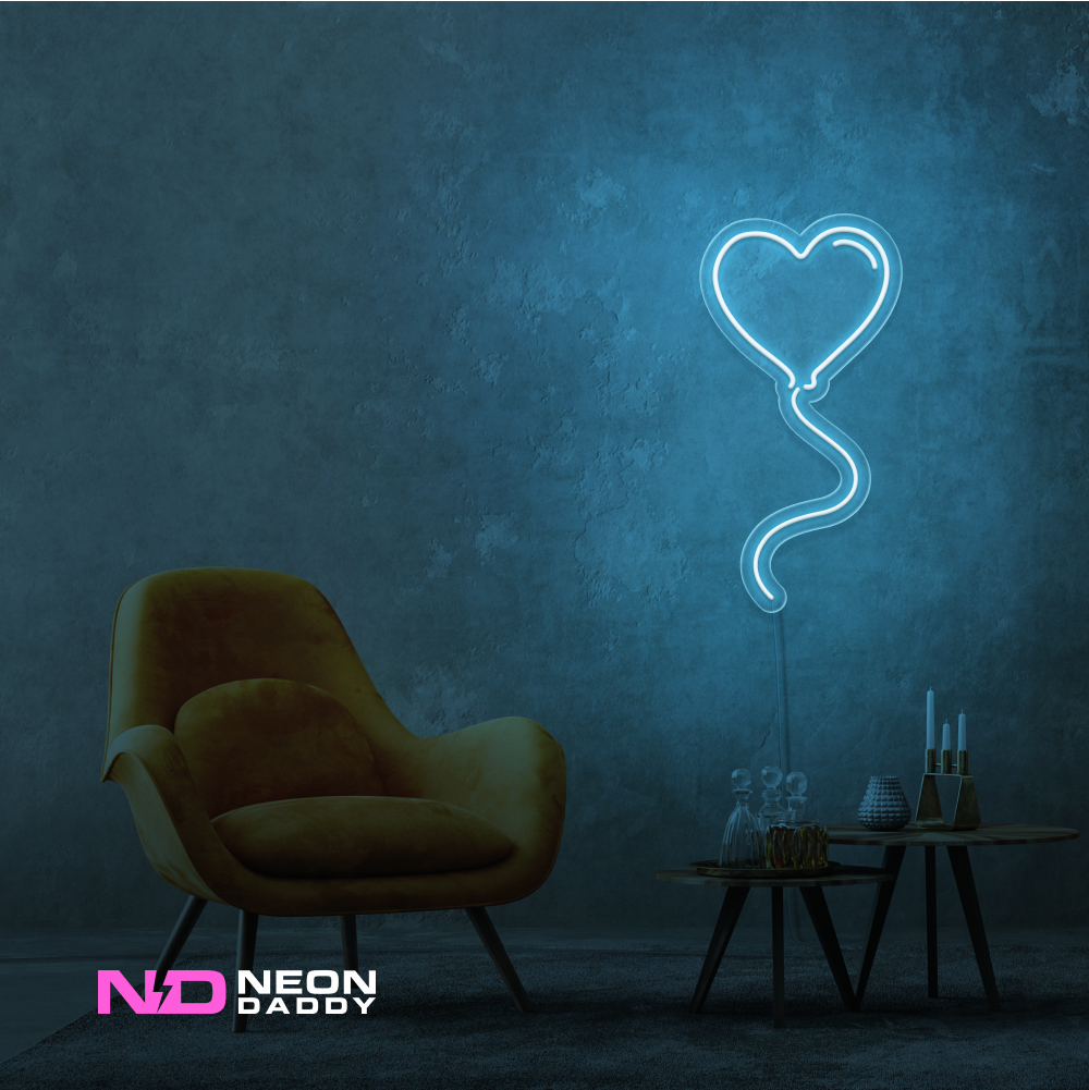 Color: Light Blue 'Love Balloon' - LED Neon Sign - Affordable Neon Signs