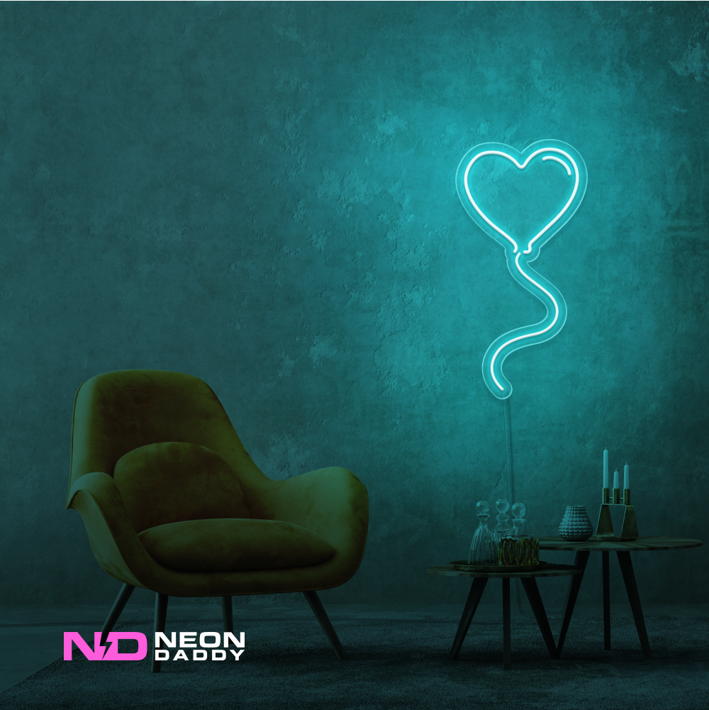 Color: Mint Green 'Love Balloon' - LED Neon Sign - Affordable Neon Signs