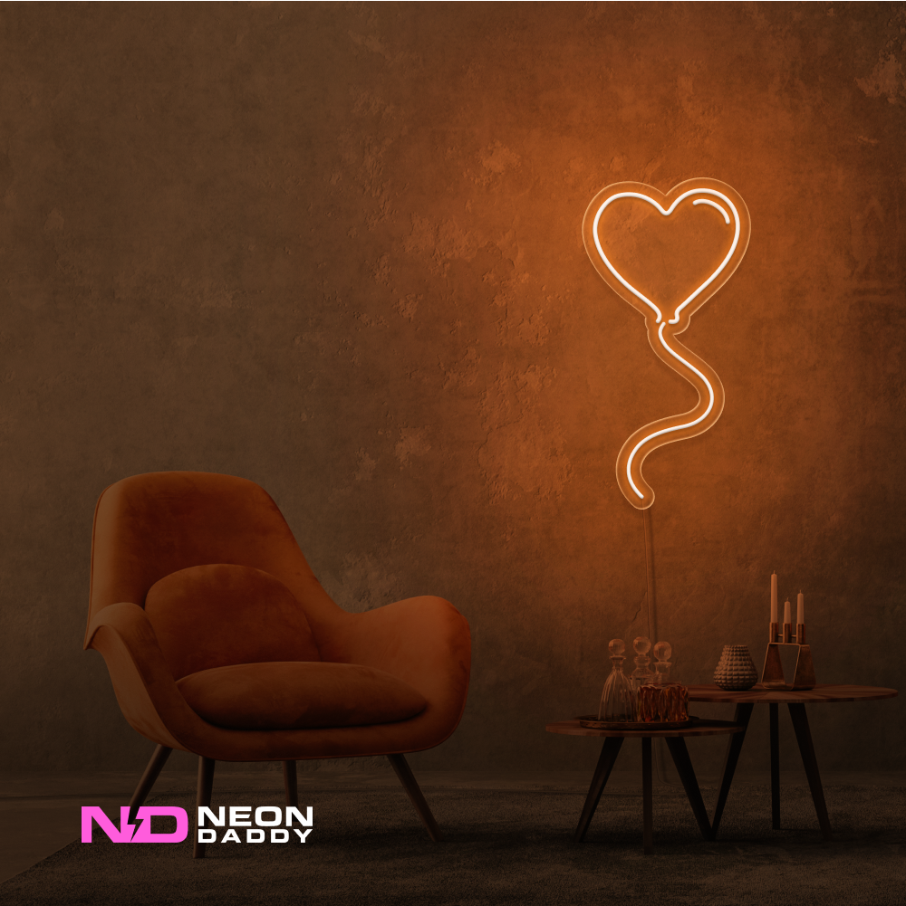 Color: Orange 'Love Balloon' - LED Neon Sign - Affordable Neon Signs