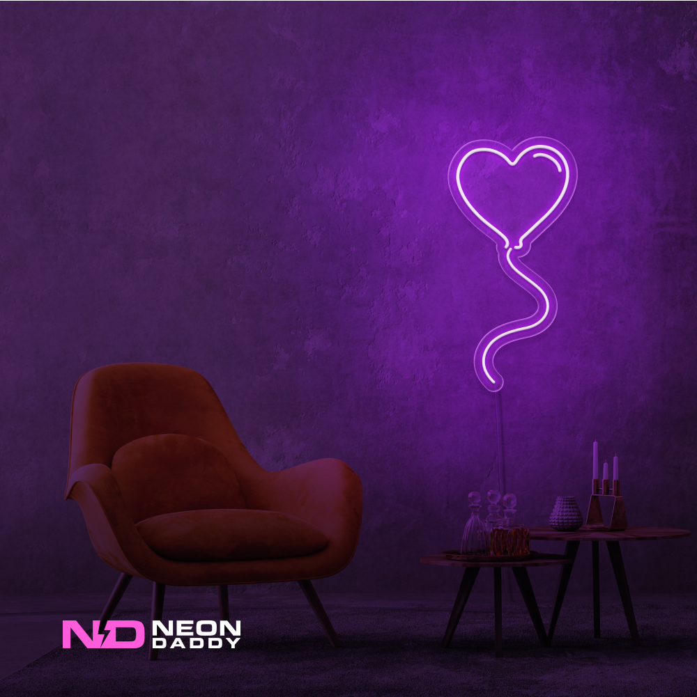 Color: Purple 'Love Balloon' - LED Neon Sign - Affordable Neon Signs