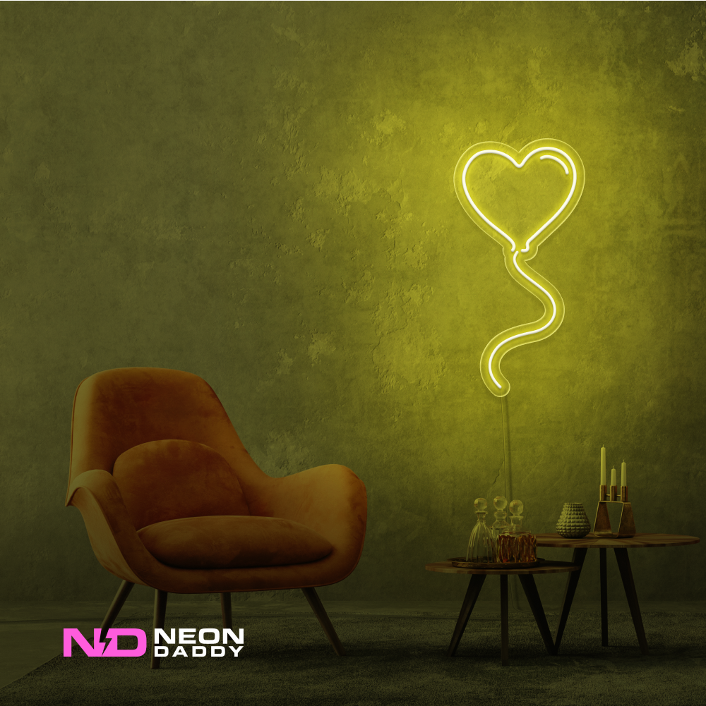 Color: Yellow 'Love Balloon' - LED Neon Sign - Affordable Neon Signs