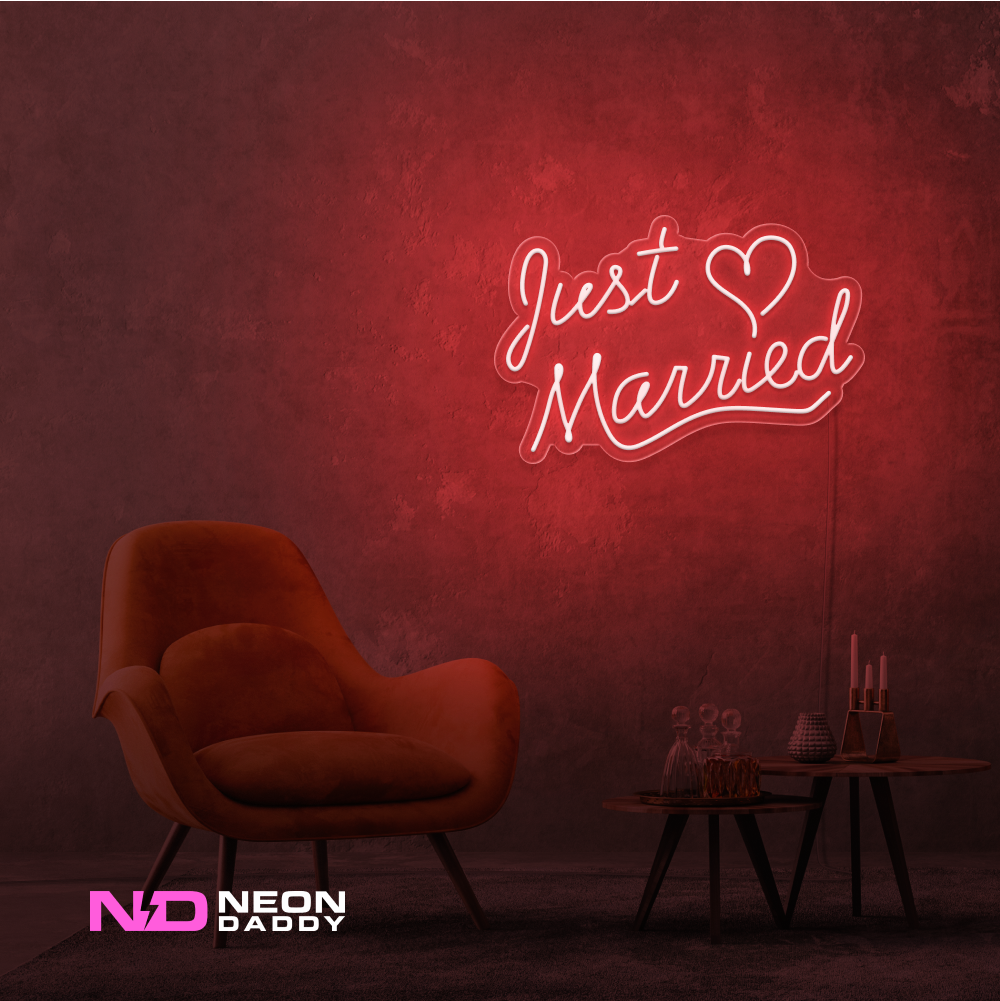 Color: Red Just Married LED Neon Sign - Wedding Neon Signs