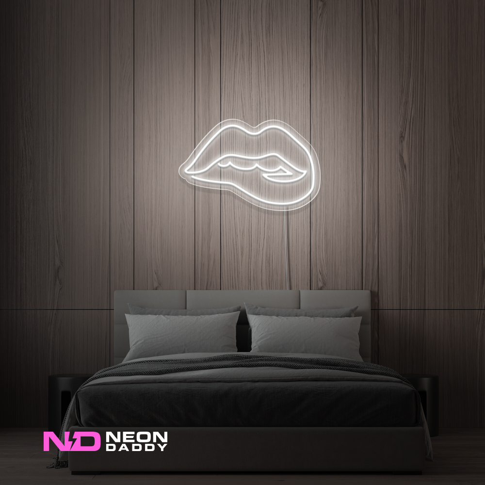 Color: White 'Lips' - LED Neon Sign - Affordable Neon Signs