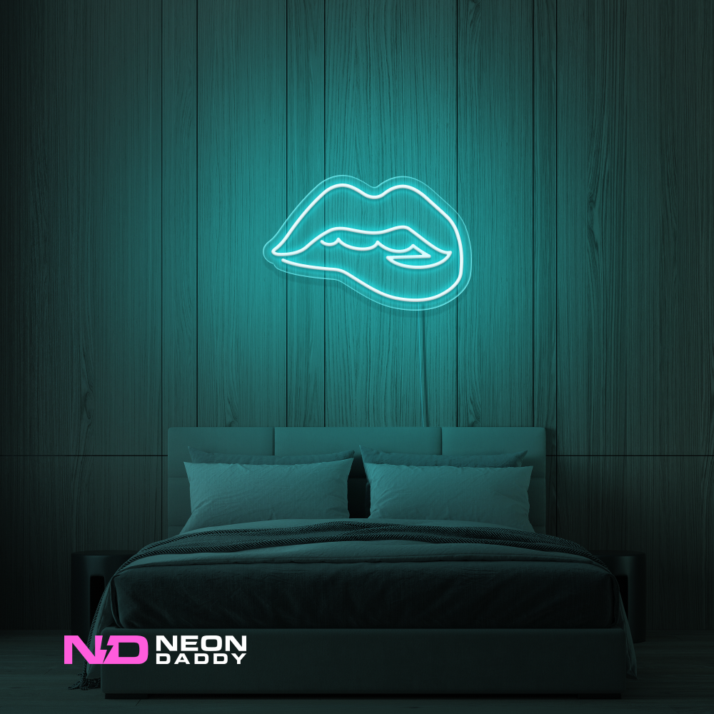 Color: Mint Green 'Lips' - LED Neon Sign - Affordable Neon Signs