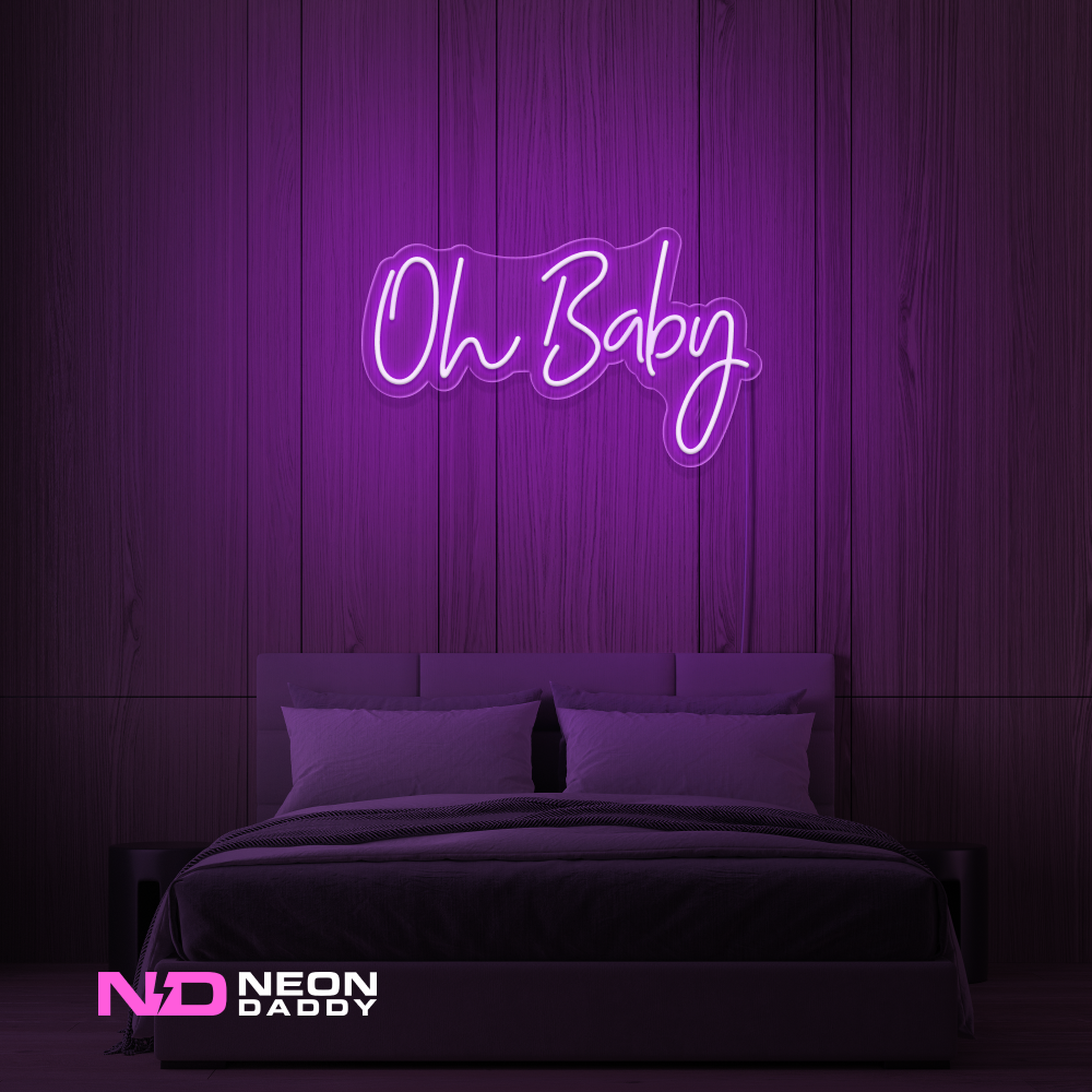 Color: Purple 'Oh Baby' - LED Neon Sign - Event Neon Signs