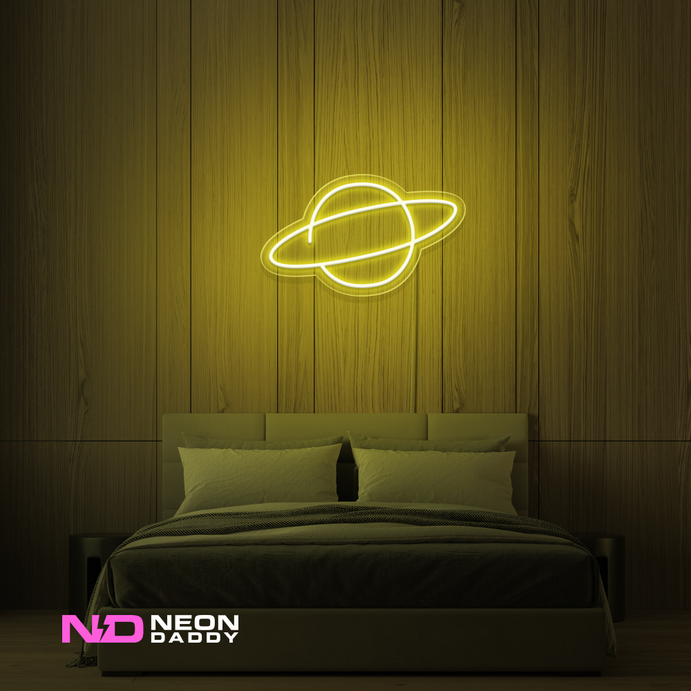 Color: Yellow 'Planet Neptune' - LED Neon Sign - Space Neon Signs