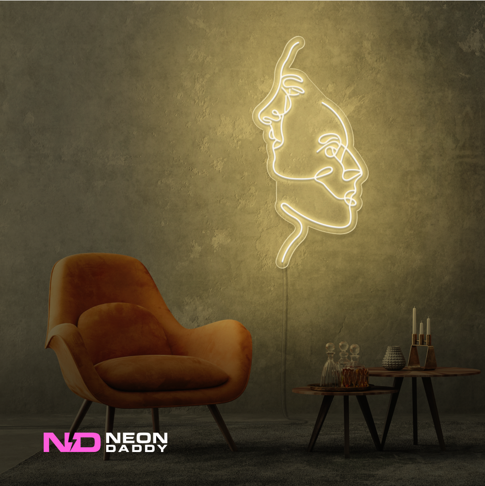 Color: Warm White 'Two Face' - Art LED Neon Sign