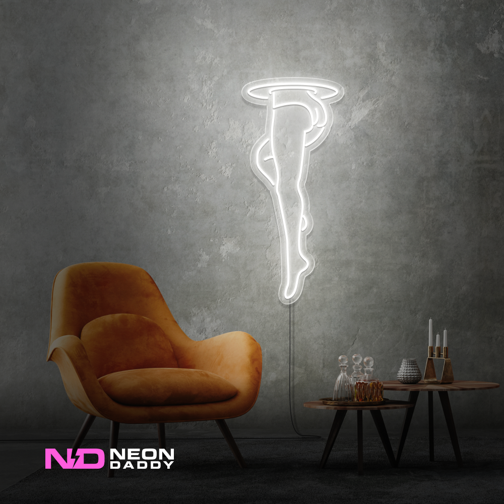 Color: White 'Womans Legs Portal' - LED Neon Sign - Affordable Neon Signs