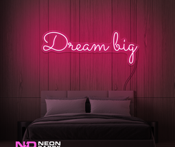 Color: Hot Pink 'Dream Big' LED Neon Sign - Affordable Neon Signs