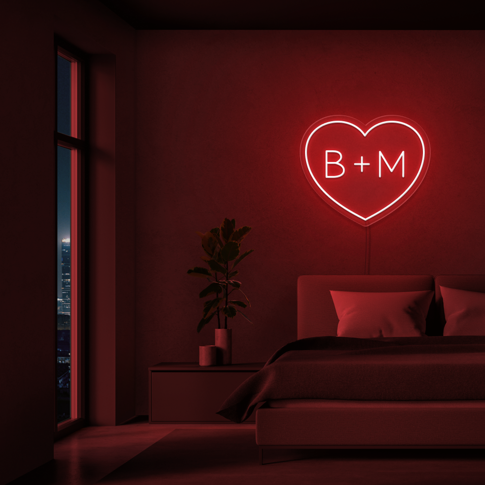 Personalised Initials Love Heart Neon Sign