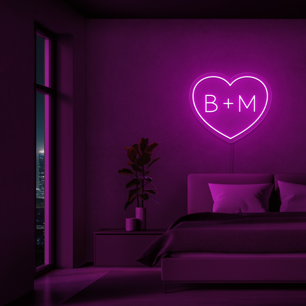 Personalised Initials Love Heart Neon Sign