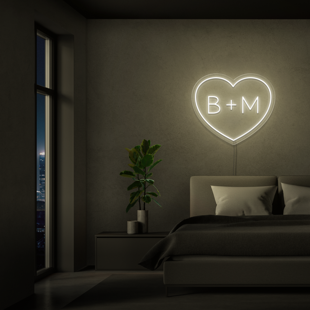 Personalised Initials Love Heart Neon Sign