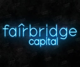Custom LED neon sign - Fairbridge Capital - 100 x 34 cm - Ice Blue - Cut to shape - Neon Daddy