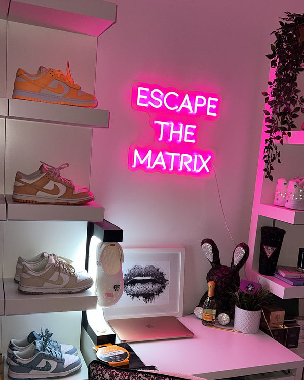 Escape the matrix personalised LED neon sign in hot pink