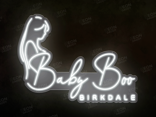 Custom LED Neon Sign - 'Baby Boo' - 1000mm x 730mm - Colour Cool White - Neon Daddy