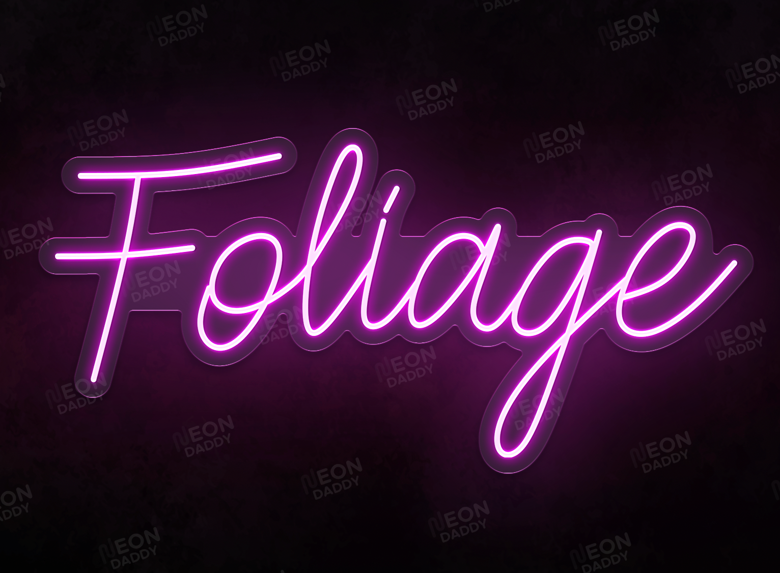 Custom LED Neon Sign - 'Foliage' - 1000mm x 480mm - Colour Rosie Pink - Neon Daddy