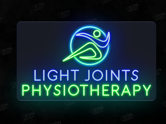 Custom LED Sign - ' Light Joints' - 800mm x 450mm (Deep Sea and Ice Cold Blue & Glorious Green) - Neon Daddy