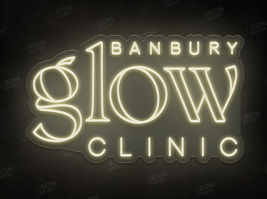 Custom LED Sign - ' Glow Clinic' - 800mm x 470mm (Warming White) - Neon Daddy