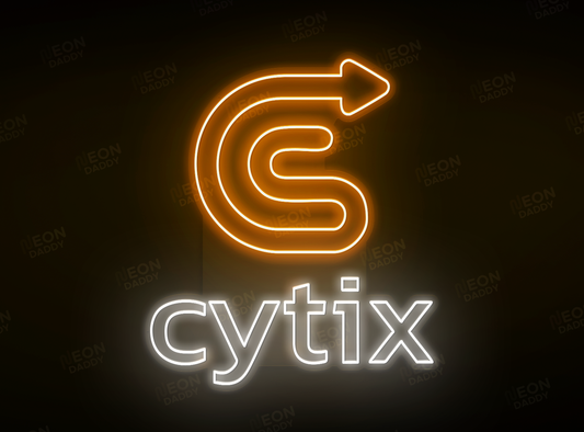 Custom LED Sign - Custom LED neon sign - 'Cytix'(Cool White/Pumpkin Orange) - 100cm x 115cm