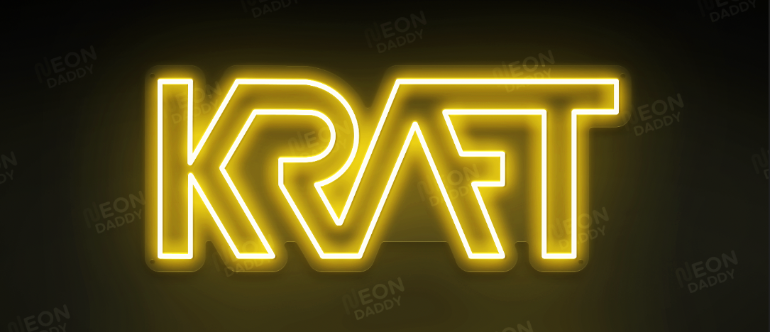 Custom LED Neon Sign - KRAFT - Golden Yellow - 80 x 34cm