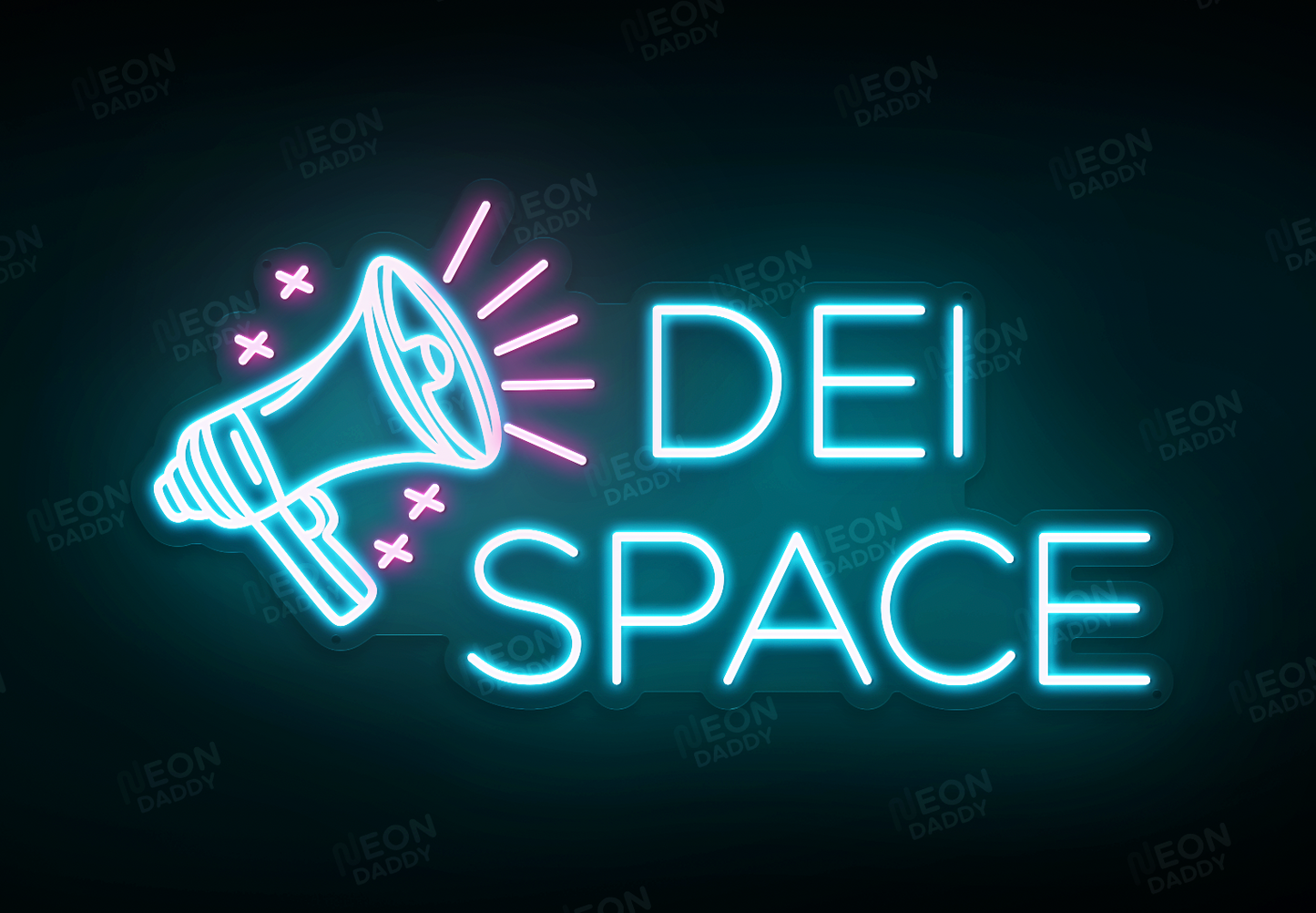 Custom LED Sign - Custom LED neon sign - 'Dei Space'(Ice Blue/Hot Pink) - 95cm x 48.3cm