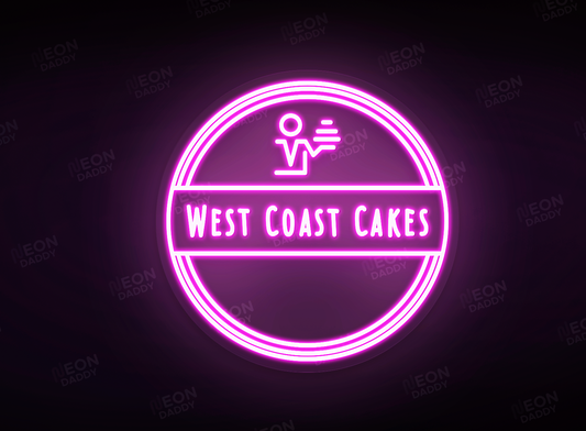 Custom LED Sign - Custom LED neon sign - 'West Coast Cakes'(Hot Pink) - 60cm x 60cm