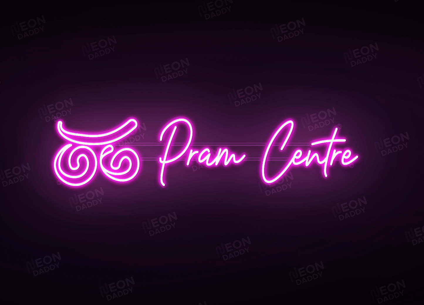 Custom LED Sign - Custom LED neon sign - 'Pram Centre'(Hot Pink) - 120cm x 27.4cm