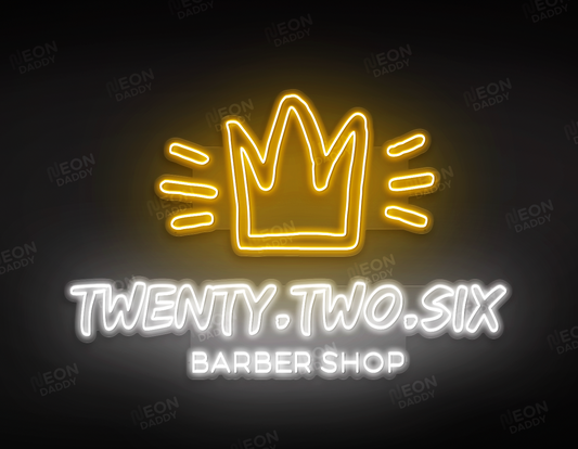 Custom LED Sign - Custom LED neon sign - 'Twenty.Two.Six'(Cool White)- 160cm x36.7cm & 'The Crown' (Golden Yellow) - 103cm x 59.6cm