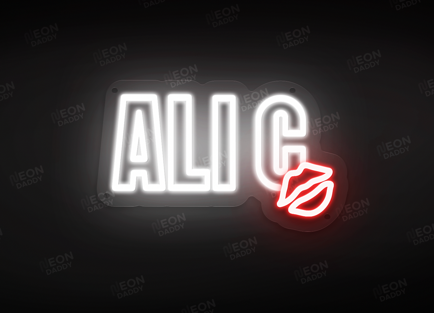 Custom LED Sign - Custom LED neon sign - 'Alic'(Cool White/Red) - 35cm x 21cm