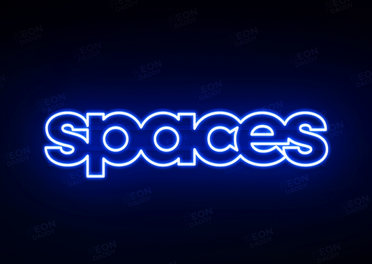 Custom LED Sign - Custom LED neon sign - 'Spaces'(Deep Sea Blue)  - 100cm x 24cm