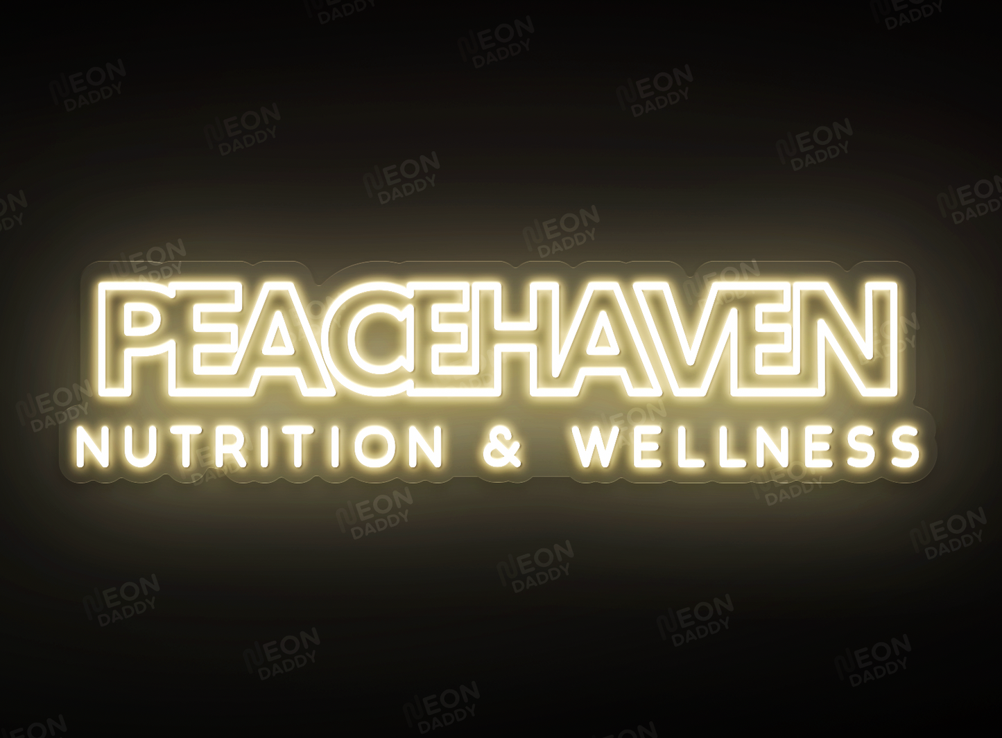 Custom LED Sign - Custom LED neon sign - 'Peacehaven'(Warm White) - 100cm x 25.2cm