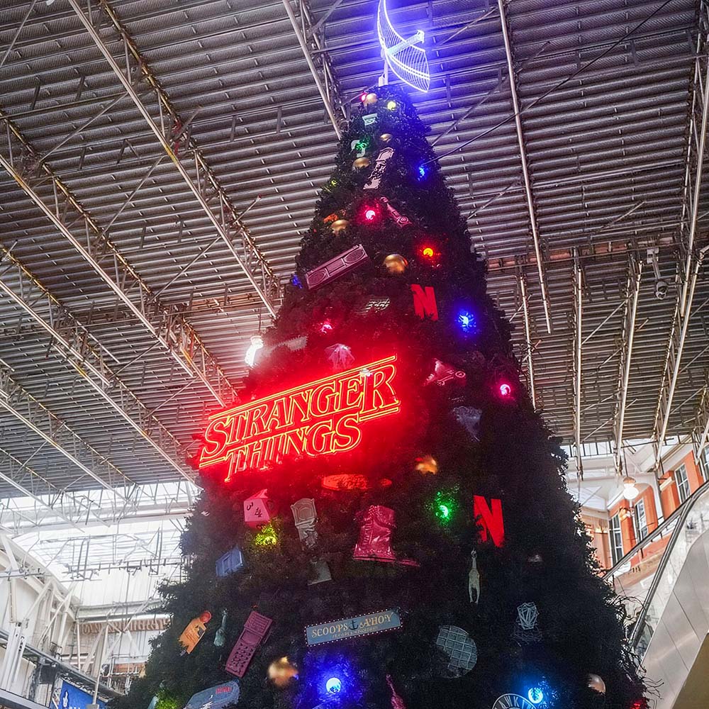 Large LED neon installation at a retail event in Waterloo, London