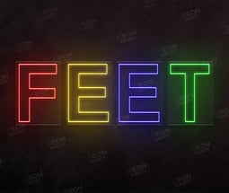 Custom LED neon sign - FEET - red, yellow, blue, green - 200 x70 cm - cut to square - Neon Daddy