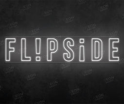 Custom LED neon sign - Flipside - 200 x 45 cm - Cool white - Cut to square - Neon Daddy