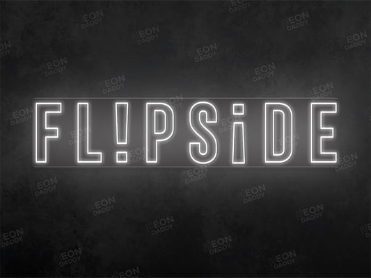 Custom LED neon sign - Flipside - 200 x 45 cm - Cool white - Cut to square - Neon Daddy