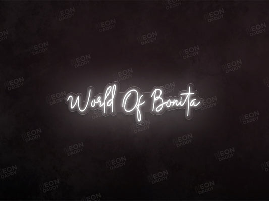 Custom LED neon sign - world of bonita - RGB - 100 x 31 cm - cut to shape - Neon Daddy