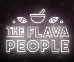 Custom LED neon sign - The Flaver People - 100 x 71 cm - cool white - cut to shape - Neon Daddy