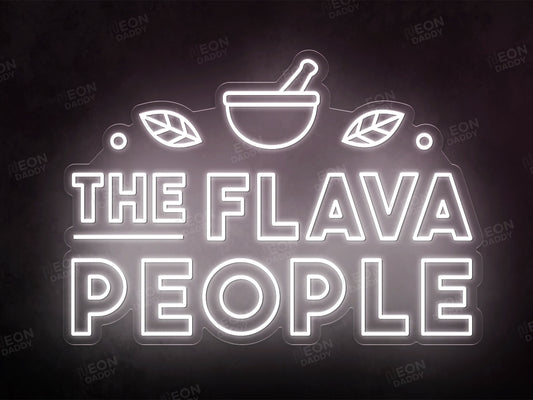 Custom LED neon sign - The Flaver People - 100 x 71 cm - cool white - cut to shape - Neon Daddy