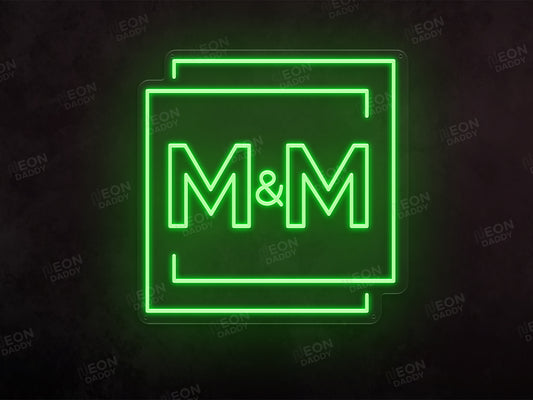 Custom LED neon sign - M&M - Green - 60 x 60 cm - Cut to shape - Neon Daddy