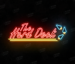 Custom LED neon sign - Hard Deck - 230 x 72cm - red, sunshine yellow, ice blue  - cut to shape - Neon Daddy