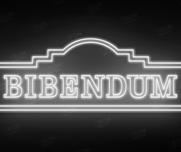 Custom LED Neon Sign - Bibendum - 205cm x 80cm - Cool White - Clear Acrylic Backing