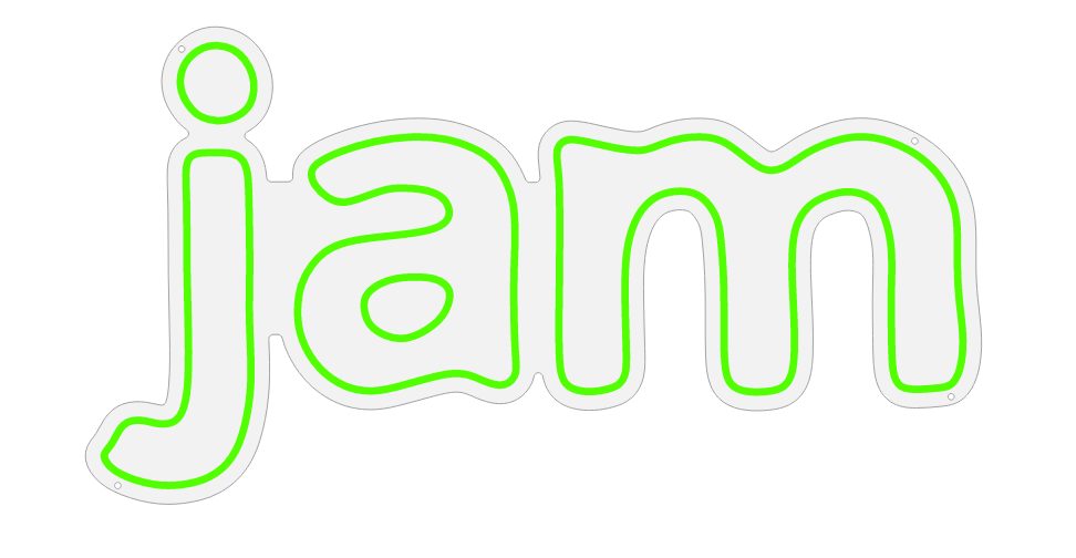 Custom LED Neon Sign - ’Jam' - 170cm(W) x 90cm(H) - Apple Green