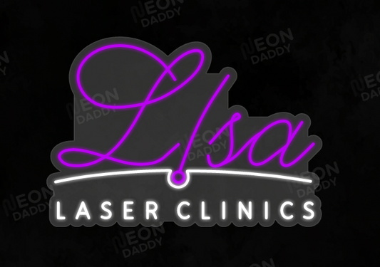 Custom LED Neon Sign - Lisa Laser Clinic - 800mm x 55mm - Purple and White