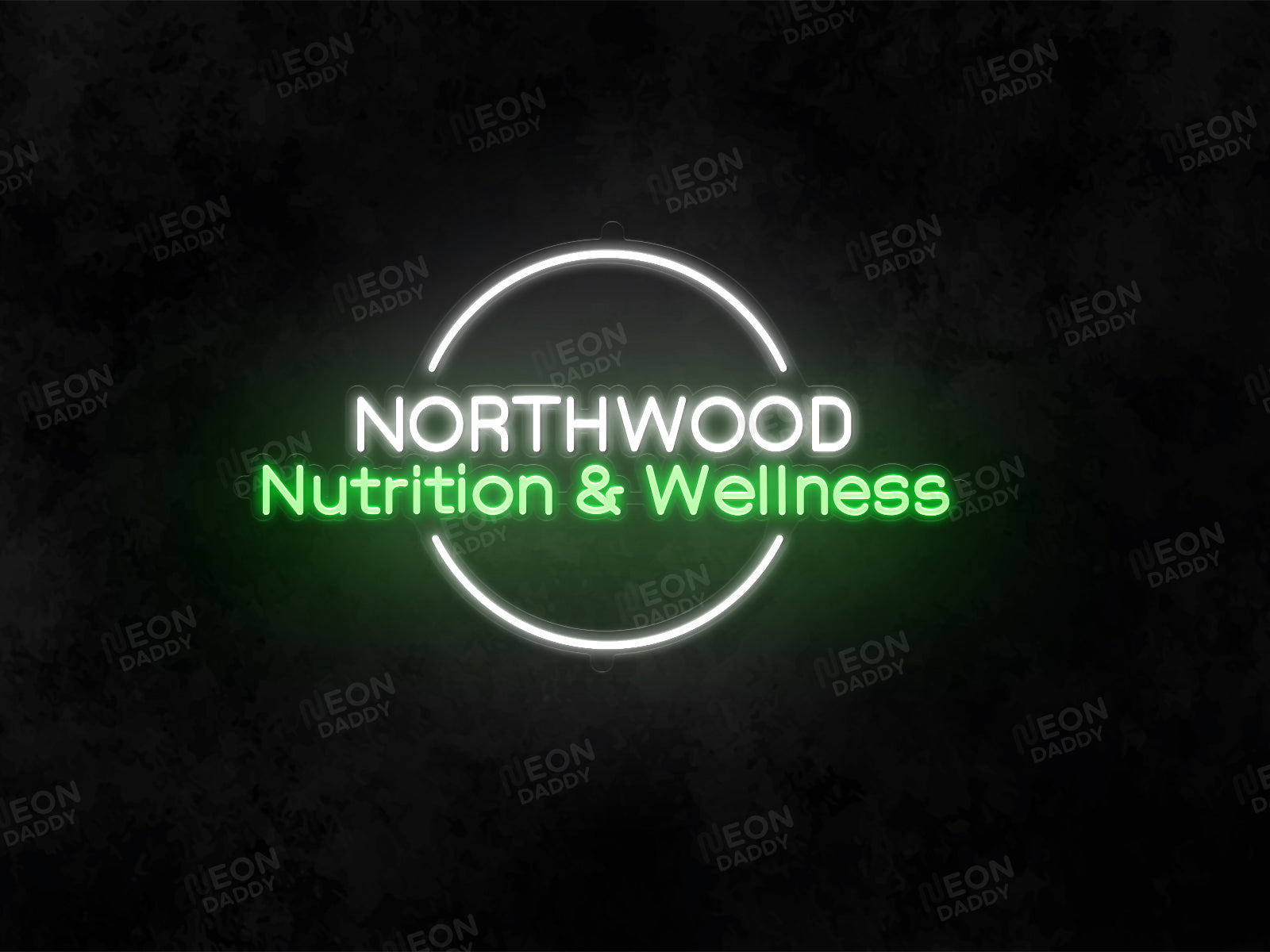 custom LED neon sign - Northwood - 60 x 37cm - GREEN, COOL WHITE - cut to letter - Neon Daddy