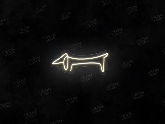 Line Art Sausage Dog Neon Sign